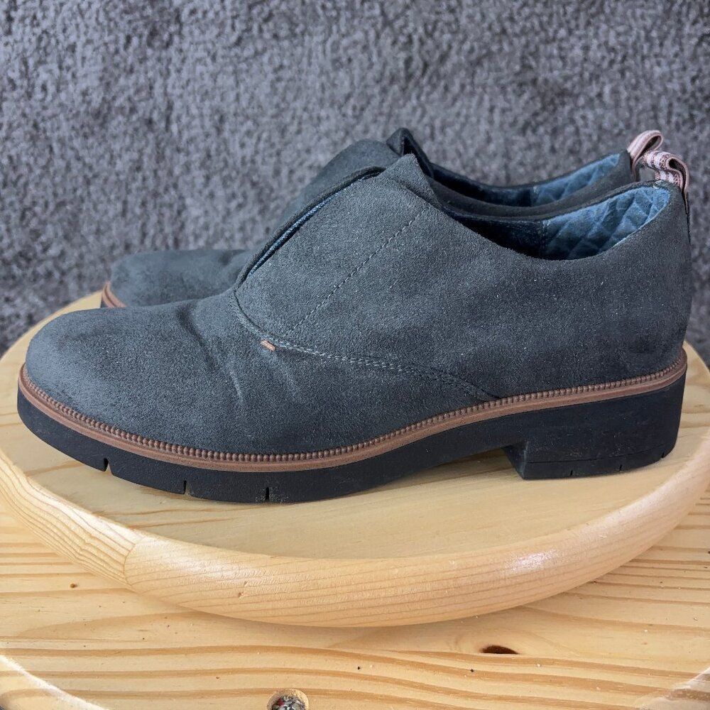 Dr Scholls Glisten Slip On Derby Shoe Womens 8 Gray Fabric Upper Comfort Oxford